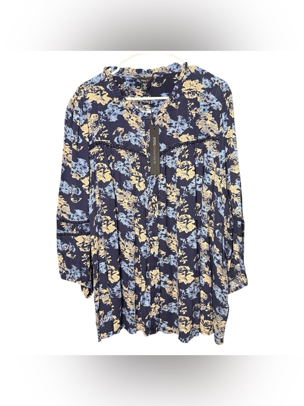 Intro. Navy Floral Button Down Top